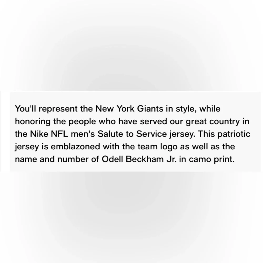 🏈NIKE NY Giants Beckham Jr Salute to Service Camo Jersey
